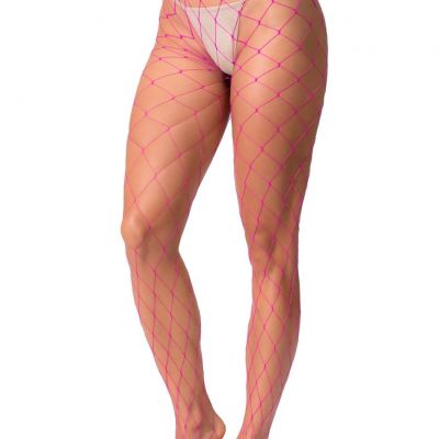 Mapale Valentines Fence Net Pantyhose Neon Pink