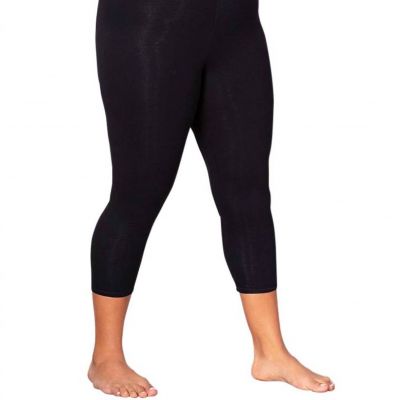 On The Plus Side plus size solid cotton capri leggings in Black