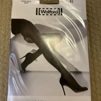 Rare Wolford Cotton Velvet Tights, XL, Mocca