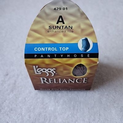 Vintage L'eggs Reliance Size A Suntan Control Top Pantyhose NOS New in Box Vtg