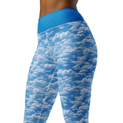 Baby Blue Sky Cloud Leggings Watercolor Heavenly Women Gym Exercise Yoga Pants