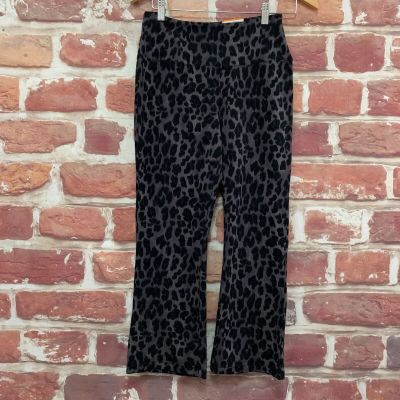 Style & Co Flare Leggings Womens Small Gray Black Animal Print Pull On Pants