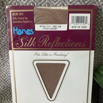 Vintage Hanes Silk Reflections silky Control Top Sandalfoot Pantyhose size: AB