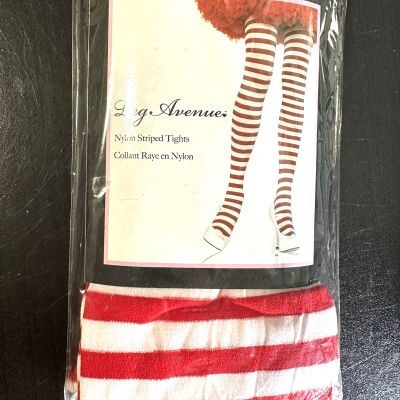 Leg Avenue Nylon Striped Tights Stockings Red White One Size Halloween Christmas