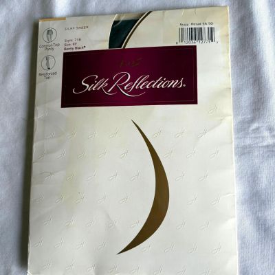 Vintage Hanes Silk Reflections Pantyhose Barely Black, EF, Style 718, NEW