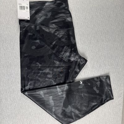 NIKE Women's Dri-FIT One Mid Rise Full Length Camo Leggings Plus Size 2X Black