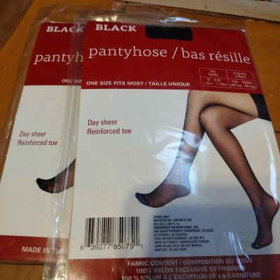 Black Day Sheer Pantyhose One Size Fits Most Made In Turkey Day Sheer 2 Pairs