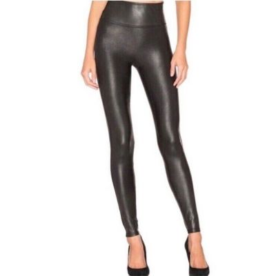 Spanx Faux Leather Leggings Black Pull On Stretch Pants 2437 Women’s Size Medium