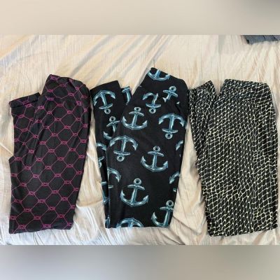 Lot of 3 OS LuLaRoe Leggings - Anchor, Rope and Snake