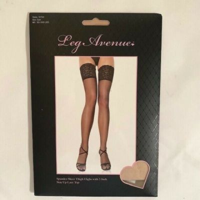 NIP Leg Avenue One Size Spandex Sheer Beige Thigh Highs w/5