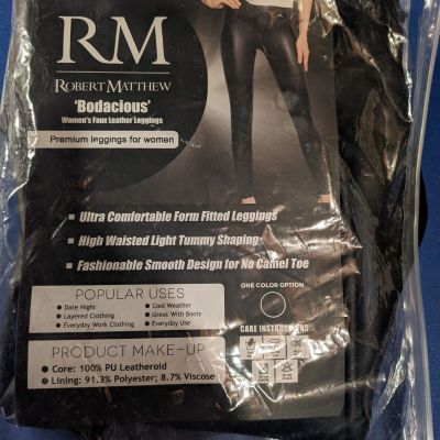 robert matthew bodacious faux leather leggings medium