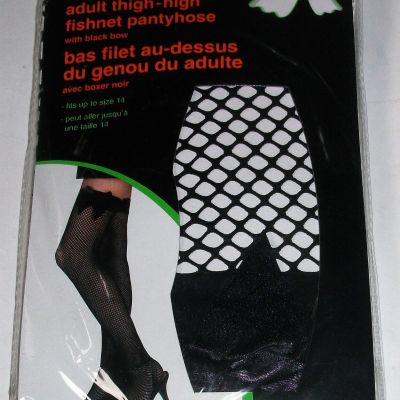 HALLOWEEN COSTUME ADULT BLACK FISHNET STOCKINGS PANTYHOSE THIGH-HIGH UP TO SZ 14