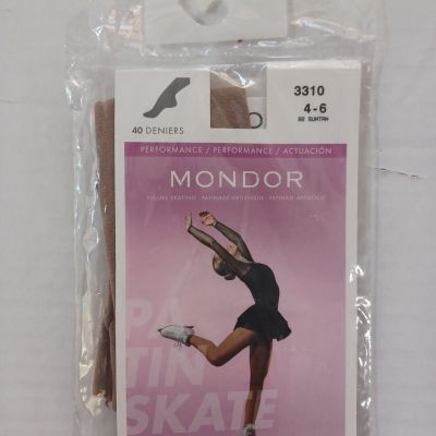 Mondor Figure Skating Tights 3310 Children Sz 4-6 Suntan Footed Semi- Opaque NEW