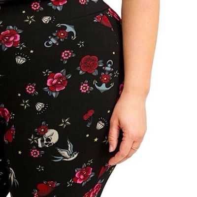 TORRID Skulls, Flowers, Hearts Pixxy Tattoo Icons Premium Legging NWT Size 4X