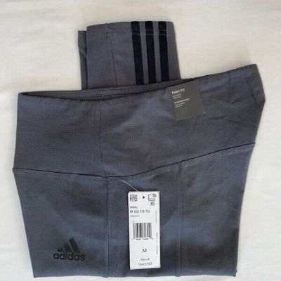 Adidas Women's Cotton Leggings Size: M High Waisted 7/8 Length Style Gray/Black.