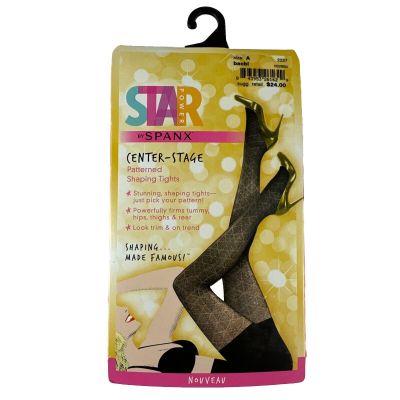 Star Power By Spanx Women Size A Shaping Tights Black Patterned Stretch Shapwear