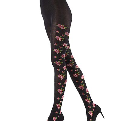 Floral Needlepoint Cotton Blend Sweater Tights