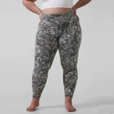 Athleta Size 1X Elation Textured Leggings Chakra Floral Black Seasalt