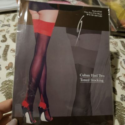 Cuban Heel Two Tone Stocking Thigh High Stocking Leg Avenue Black And Red 9705