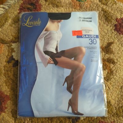 New Levante Gaudi 30 Control Top Pantyhose Size 2 M BluMarine Blue Made Italy