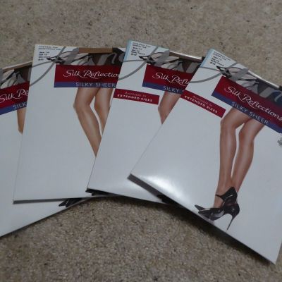 4 Pr. Hanes Silk Reflections Silky Sheer Control Top Pantyhose, CD Town Taupe ++