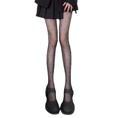 Jk Style Stockings One-piece Stockings Heart Print Mini Skirt for Women