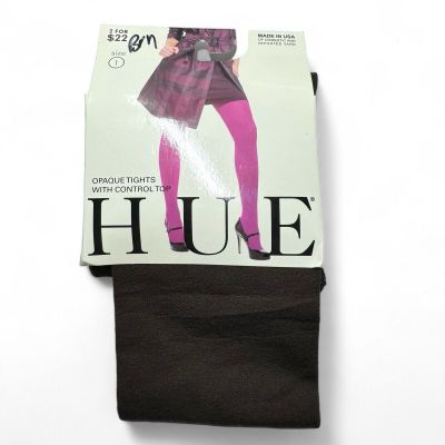 Hue Opaque Tights with Control Top Womens Size 1 | Espresso Brown | 1 Pair NWT