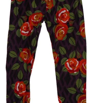 Lularoe OS Leggings Roses VALENTINE Red Black Purple Lattice Love  ?? ????One Size