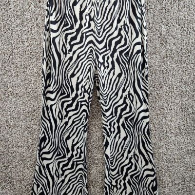 Shein Black/White Zebra Flared Leggings Bell Bottom Legging Women's Size S