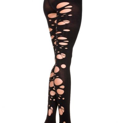 sexy MUSIC LEGS cut RIPPED tattered TORN stirrup OPAQUE footless TIGHTS leggins