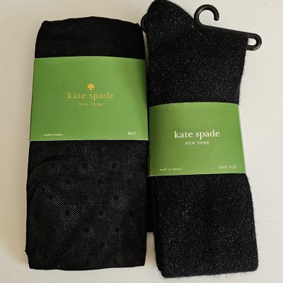 Kate Spade Black Shimmer Knee Highs Socks & Tights S/M & OS