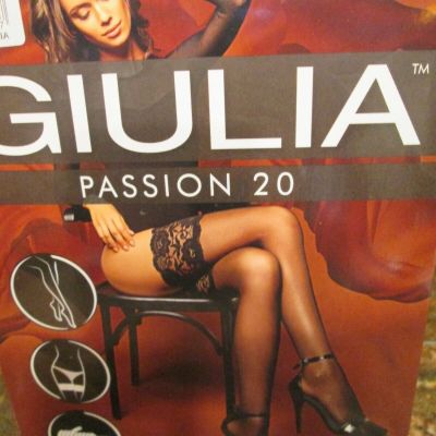 GIULIA PASSION FLORAL LACE TOP DESIGN HOLD UP STOCKINGS  20 DEN 2 SIZES TAN