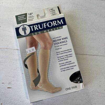 Truform Anti-Embolism Stockings Knee High Closed Toe: 18 mmHg Large Black