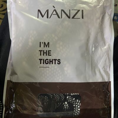 NEW Manzi I'm The Tights Black Tights (M) Floral Fishnet Hose