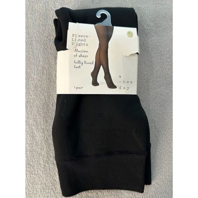 A New Day Women’s 1 Pair Black Fleece Lined Tights Womens Size M/L