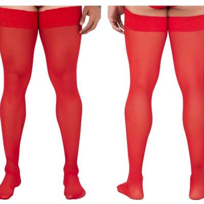 CandyMan 99533 Mesh Thigh Highs Color Red