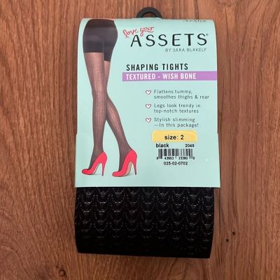 NWT Assets by Sara Blakely Textured Wish Bone Shaping Tights Black Size 2