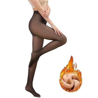 2025 Newest More Warmth Women Fleece Lined Tights Large Black Thick Fleece 250g