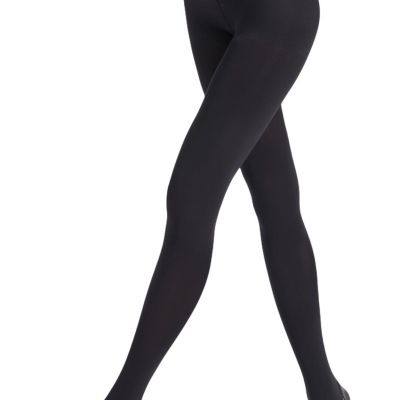 Women's 80 Den Microfiber Soft Opaque Tights Pantyhose (Black, L/XL)