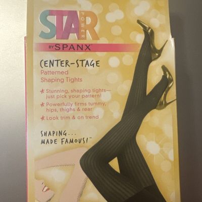 Star Power By Spanx Patterned Shaping Tights Size A Ribbed Row Black High Waist