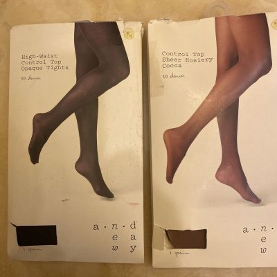 A NEW DAY ELEGANT SEXY CONTROL TOP OPAQUE TIGHTS AND SHEER HOSIERY LOT 2 SIZES/M