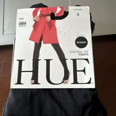 New HUE CONTROL TOP TIGHTS BLACK SZ 4 ~ 5’2” To 6’ 205-250 lbs Opaque 40 Denier