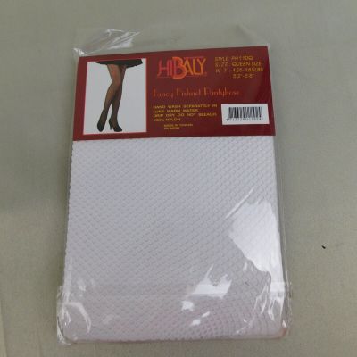 Hibaly PH110Q Queen Plus Size Fancy Fishnet Pantyhose - White #6805