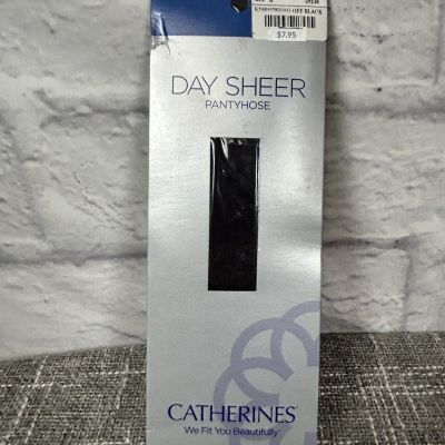 Catherine's Day Sheer Pantyhose Plus Size B Off Black New Up to 5'10