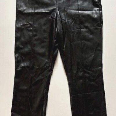 ZARA Legging Collection Black Faux Leather High Rise Split Hem Size L