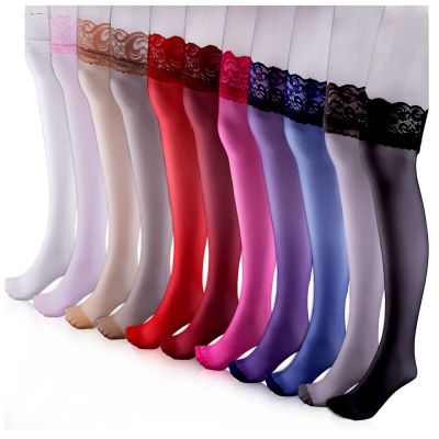 11 Pairs Thigh High Stockings Lace Thigh High Socks Top Lace Stockings Sheer ...