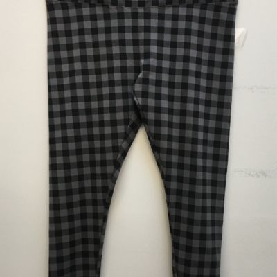 George Plus Women's Basic Leggings Checkered Gray & Black Size 2X New