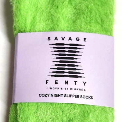 Savage Fenty Fluff it Up Slipper Sock Stockings Kelly Green Thigh High OS NWT