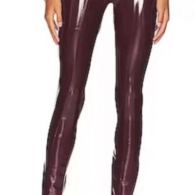 New SPANX Faux Patent Leather Liquid Gloss Leggings Pants Ruby Sz Small Cherry