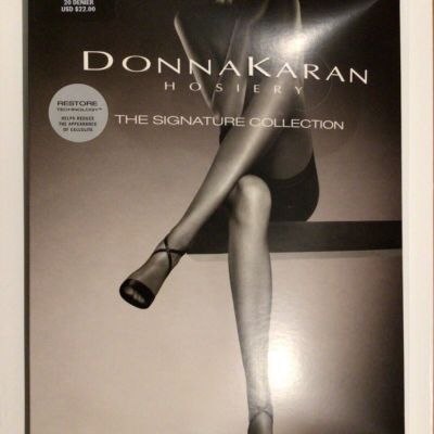 Donna Karan Hosiery Size Tall Sheer Satin Toner Black 20 Den D0B109